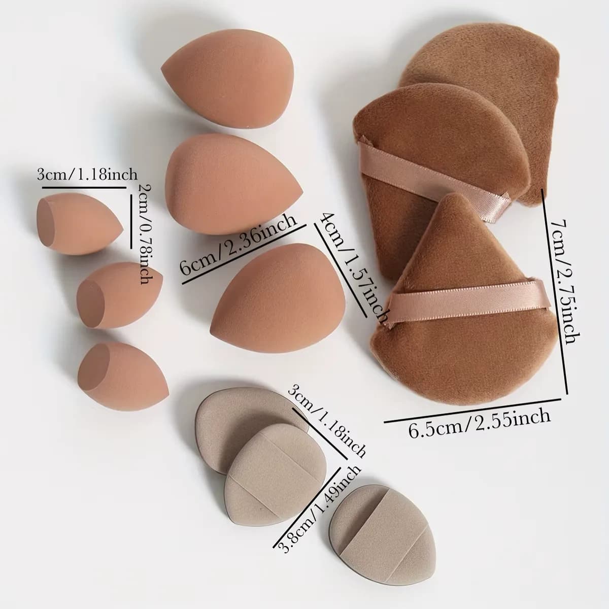 Σετ Σφουγγαράκια Make up Μπέζ 12 Tμχ
